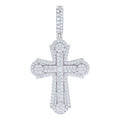 925 Sterling Silver Mens 4.06ct Round 0.95ct Baguette Moissanite Cross Religious Pendant