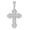 925 Sterling Silver Mens Round 2.1ct, Baguette 1.69ct Moissanite Cross Religious Pendant