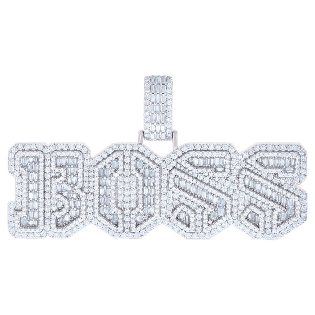 925 Sterling Silver Mens 4.62ct Round 3.52ct Baguette Moissanite BOSS Fashion Pendant