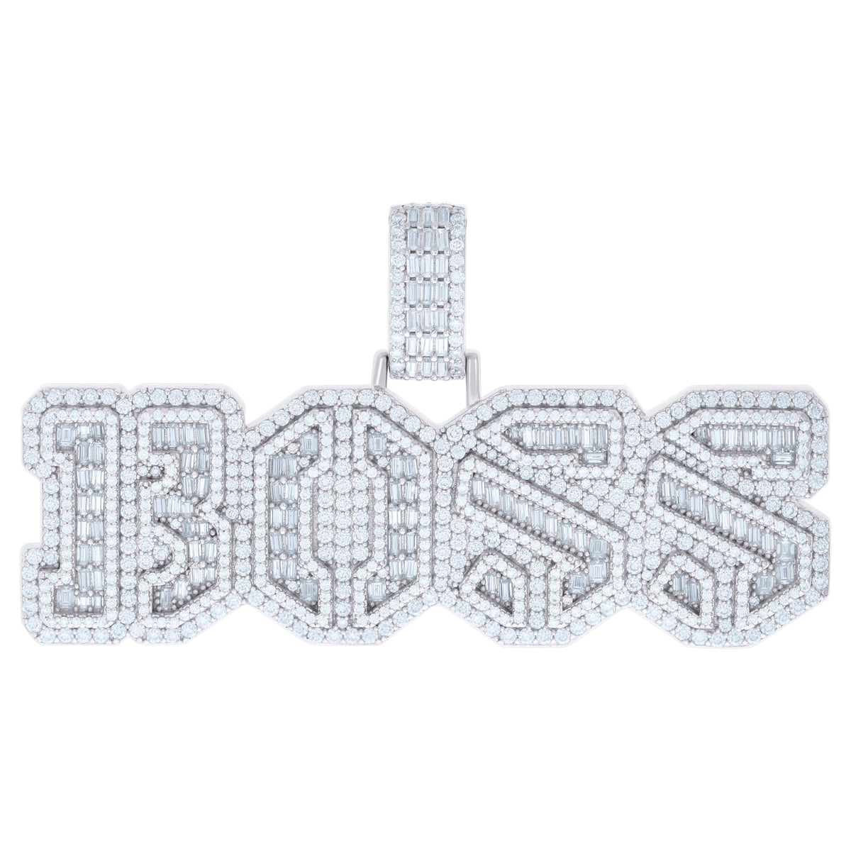 925 Sterling Silver Mens 4.62ct Round 3.52ct Baguette Moissanite BOSS Fashion Pendant
