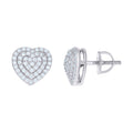 925 Sterling Silver Women Cubic-Zirconia 10mm Heart Stud Earrings