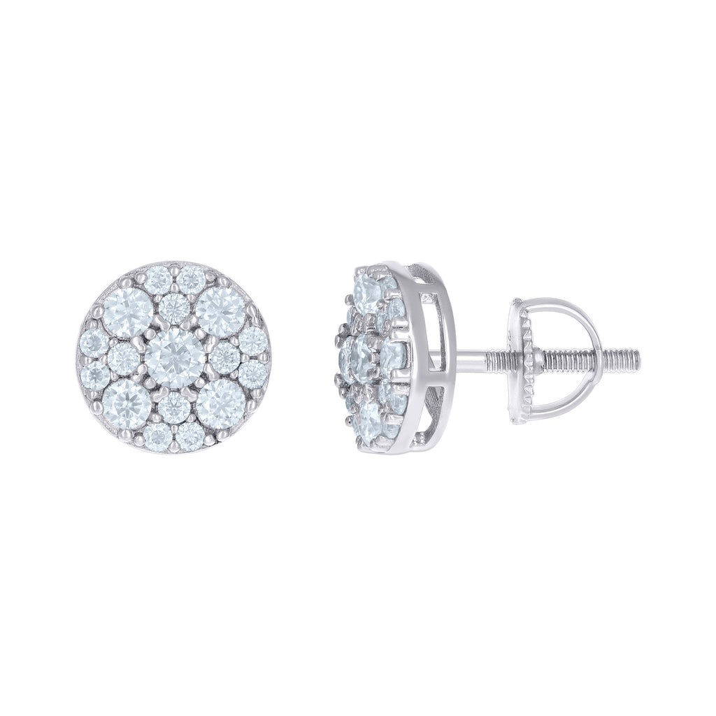 925 Sterling Silver Women Cubic-Zirconia Round Fashion Stud Earrings
