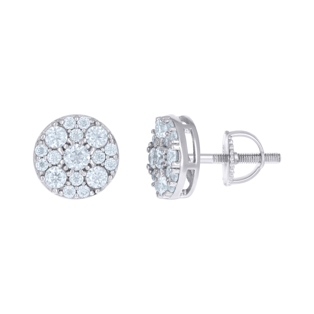 925 Sterling Silver Women Cubic-Zirconia Round Fashion Stud Earrings
