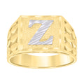 10K Two-tone Gold Unisex Initial Z Alphabet Ring