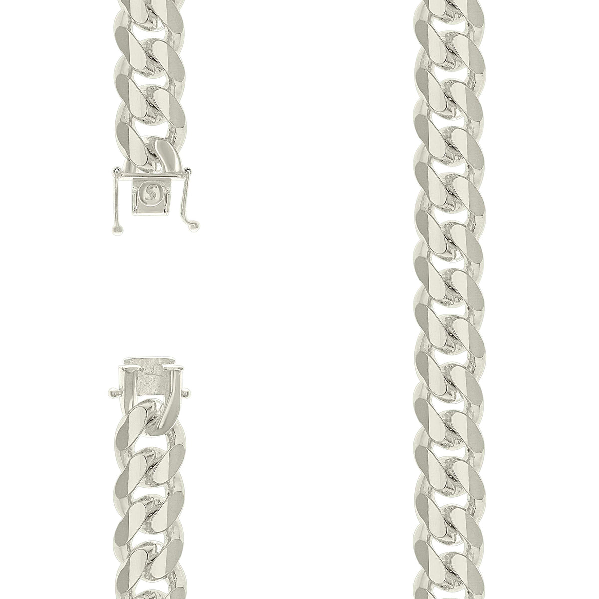 925 Silver Solid Miami Cuban Chain 12.8mm