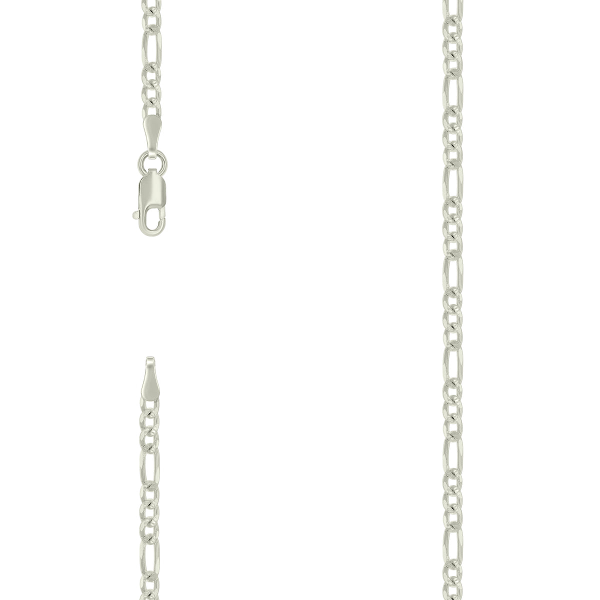 925 Silver Solid Pave Classic Figaro 3.0mm-7"