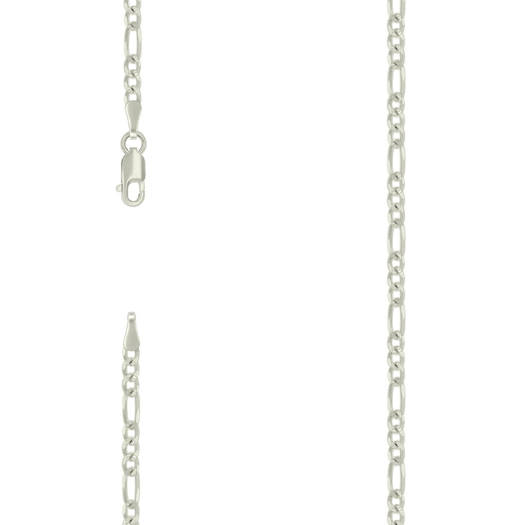925 Silver Solid Pave Classic Figaro 3.0mm-22"