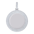 925 Sterling Silver Unisex Cubic-Zirconia Memory Circle Photo Frame Charm Pendant