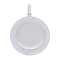 925 Sterling Silver Unisex Cubic-Zirconia Memory Circle Photo Frame Charm Pendant