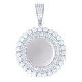 925 Sterling Silver Unisex Round Baguette Cubic-Zirconia Memory Circle Photo Frame Charm Pendant