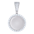925 Sterling Silver Unisex Cubic-Zirconia Memory Circle Photo Frame Charm Pendant