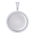 925 Sterling Silver Unisex Cubic-Zirconia Memory Circle Photo Frame Charm Pendant