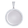 925 Sterling Silver Unisex Cubic-Zirconia Memory Circle Photo Frame Charm Pendant
