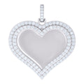 925 Sterling Silver Women Cubic-Zirconia Heart Photo Frame Charm Pendant
