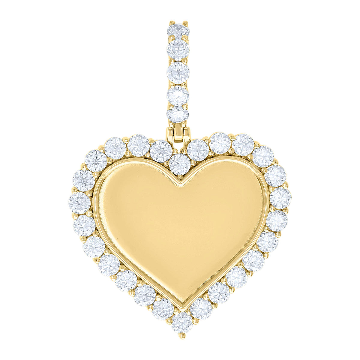 925 Sterling Silver Yellow-tone Women Cubic-Zirconia Heart Photo Frame Charm Pendant