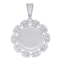 925 Sterling Silver Unisex Cubic-Zirconia Memory Circle Photo Frame Charm Pendant