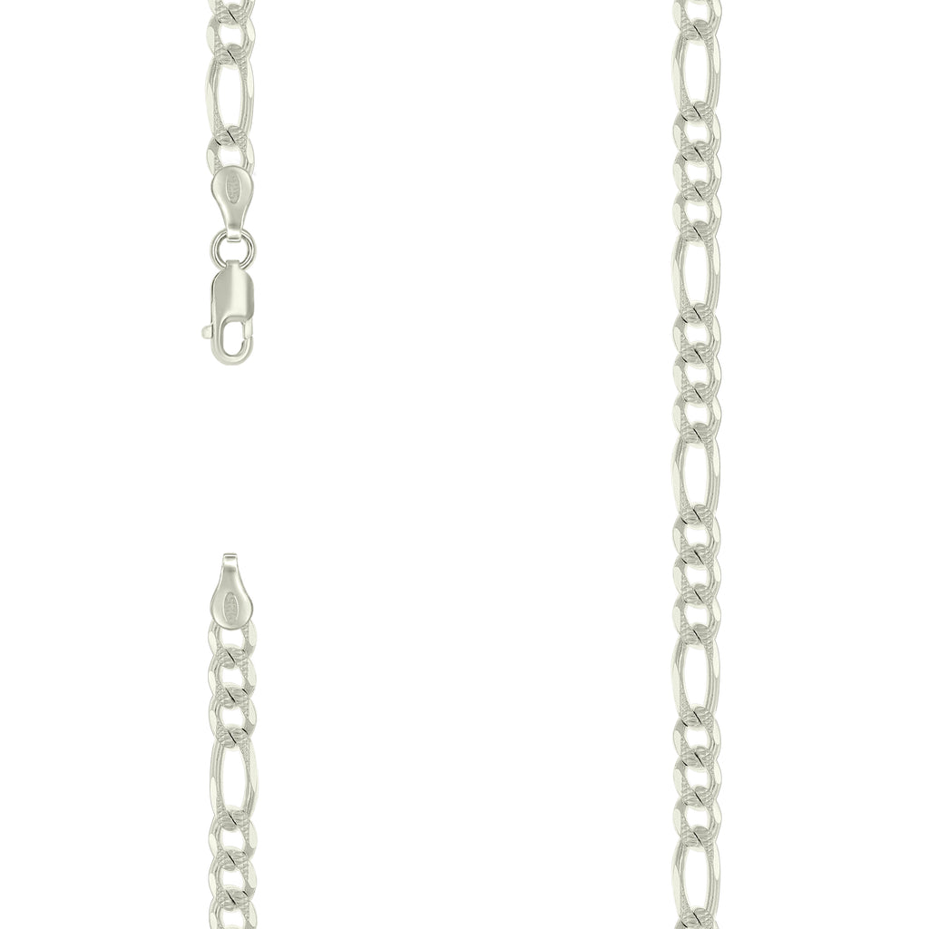 925 Silver Solid Pave Classic Figaro 5.0mm-9"