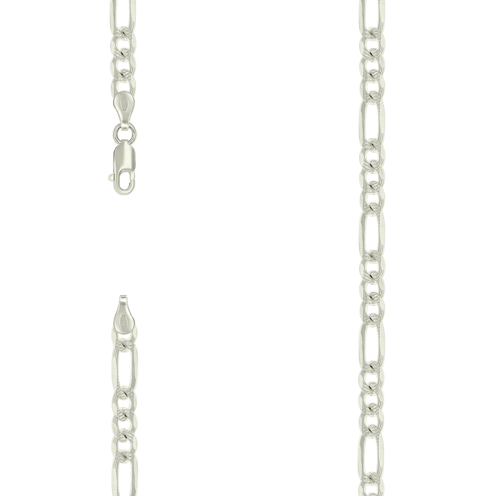 925 Silver Solid Pave Classic Figaro 6.0mm-7"