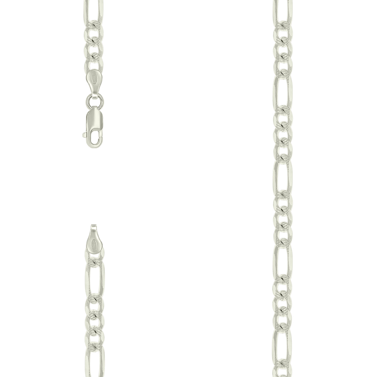 925 Silver Solid Pave Classic Figaro 6.0mm-22"