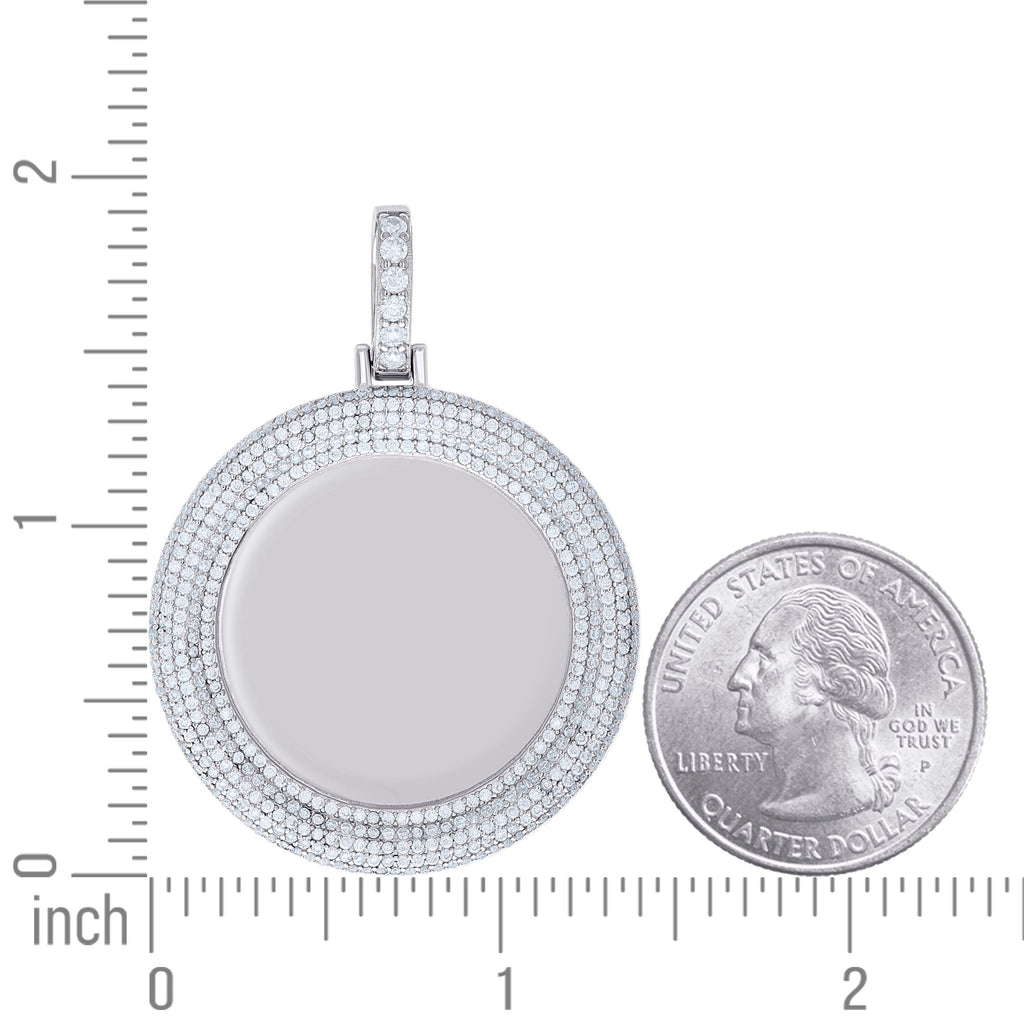 925 Sterling Silver Unisex Round 2.72ct Moissanite Memory Picture Frame Charm Pendant