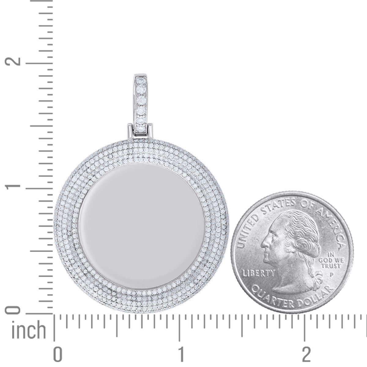 925 Sterling Silver Unisex Round 2.72ct Moissanite Memory Picture Frame Charm Pendant