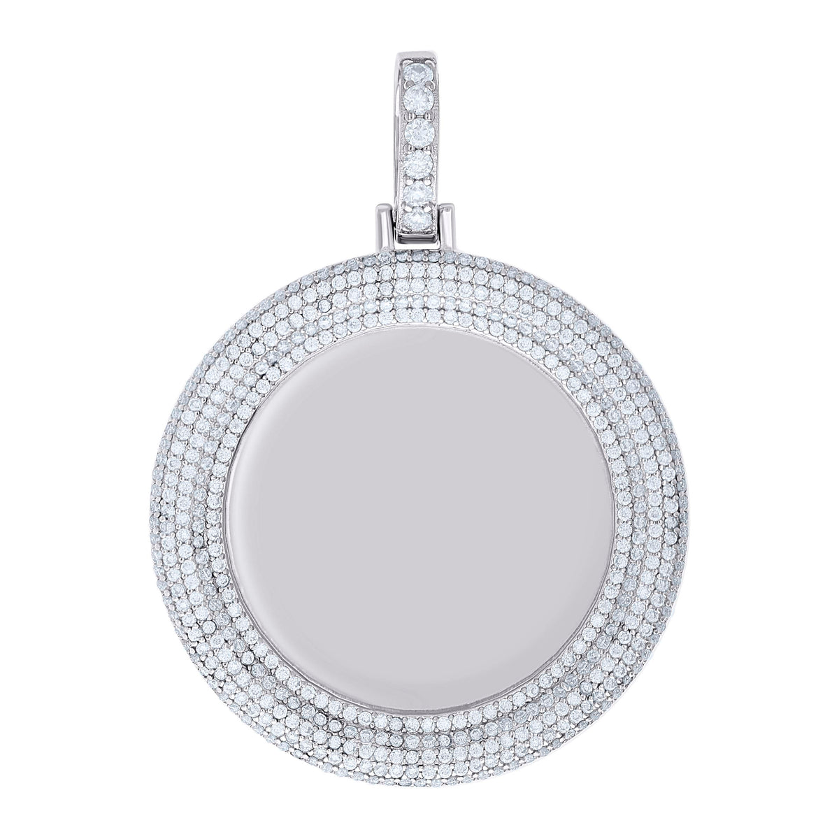 925 Sterling Silver Unisex Round 2.72ct Moissanite Memory Picture Frame Charm Pendant