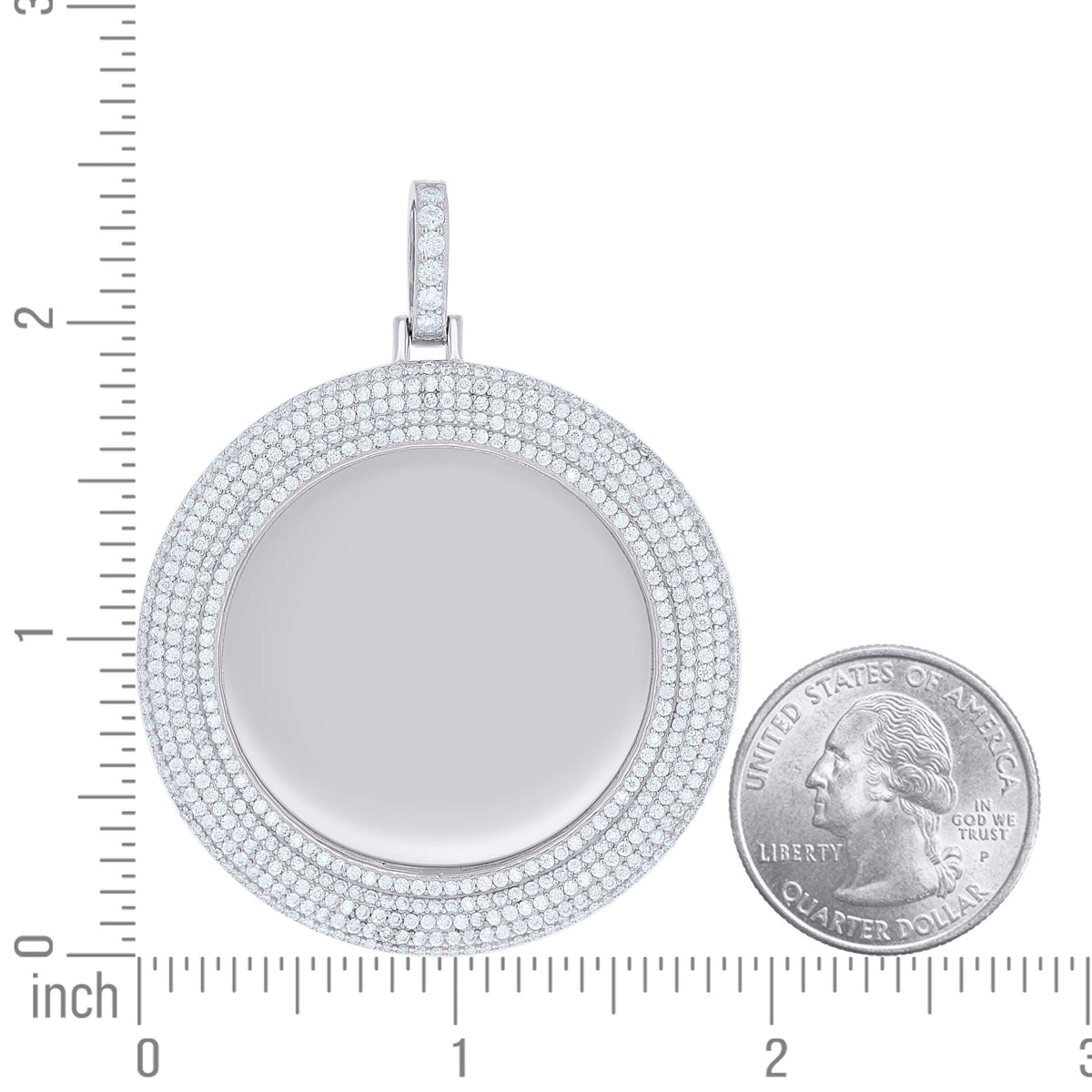 925 Sterling Silver Unisex Round 5.46ct Moissanite Memory Picture Frame Charm Pendant