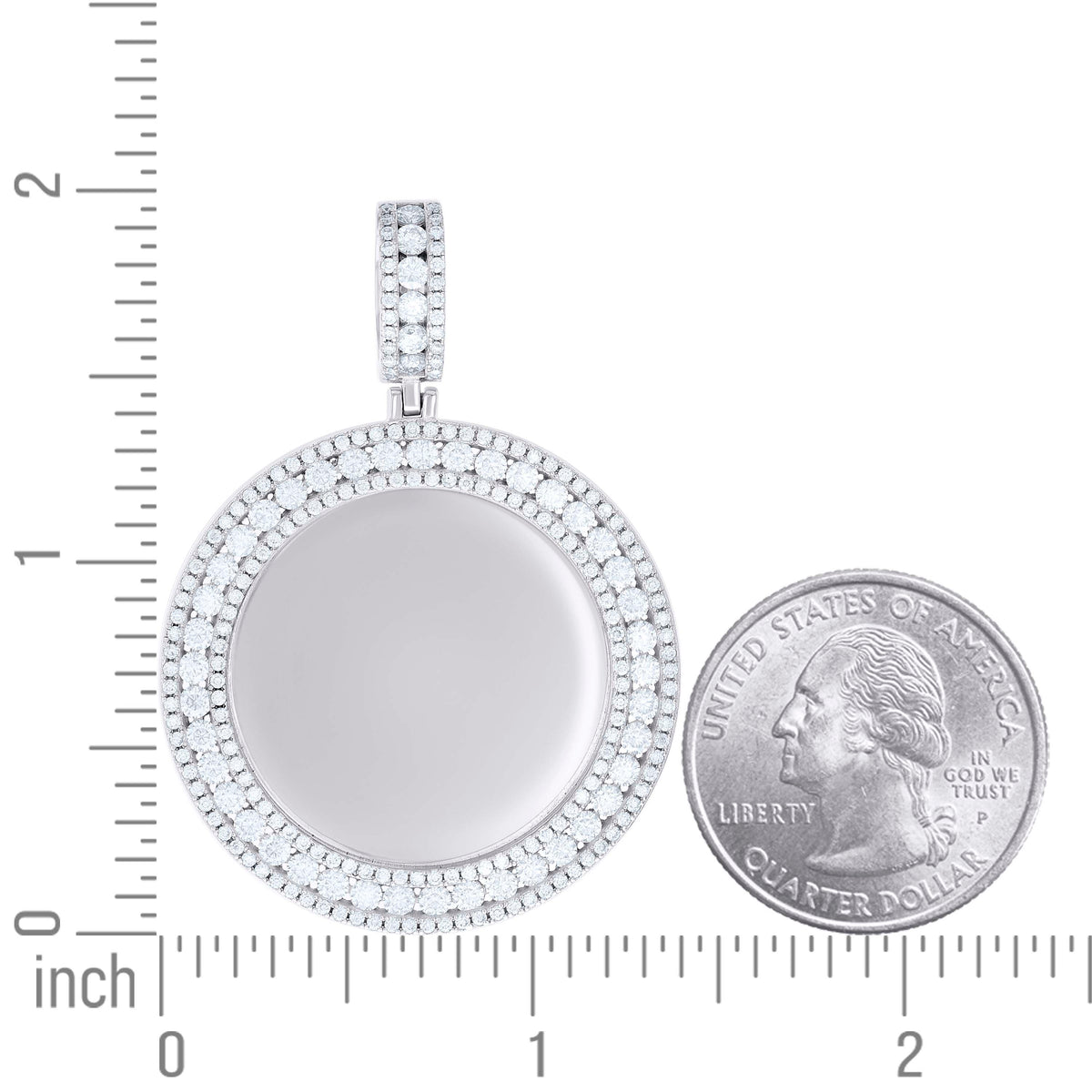 925 Sterling Silver Unisex Round 3.94ct Moissanite Memory Picture Frame Charm Pendant