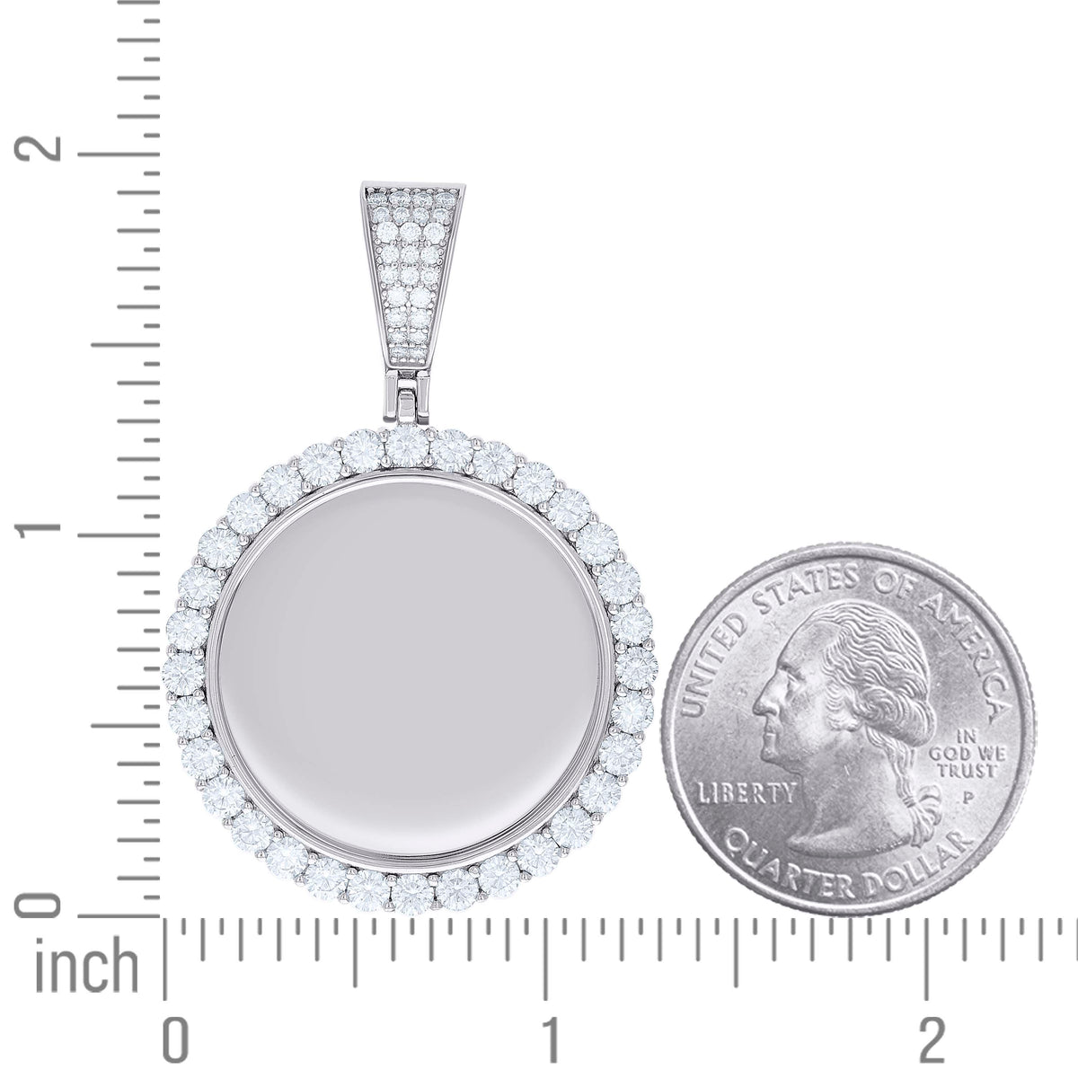 925 Sterling Silver Unisex Round 3.74ct Moissanite Memory Picture Frame Charm Pendant