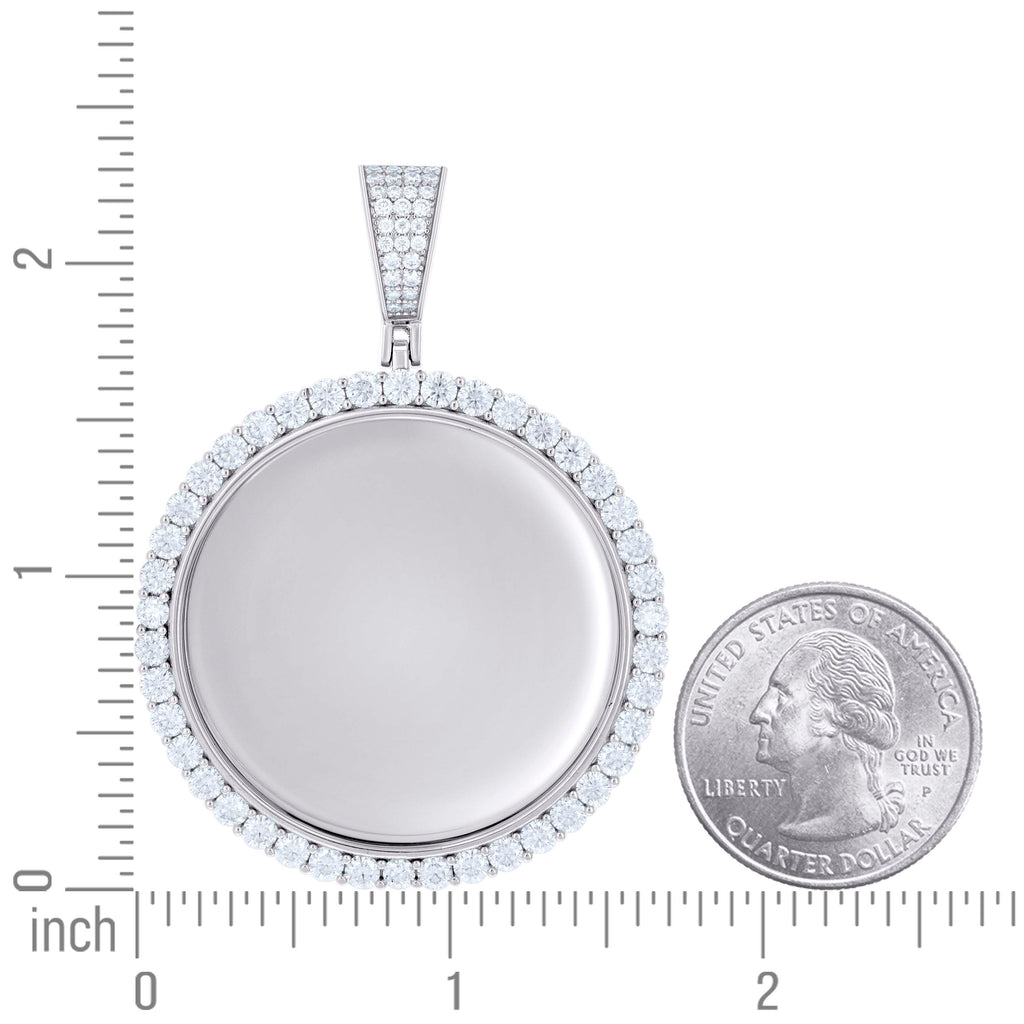 925 Sterling Silver Unisex Round 4.80ct Moissanite Memory Picture Frame Charm Pendant