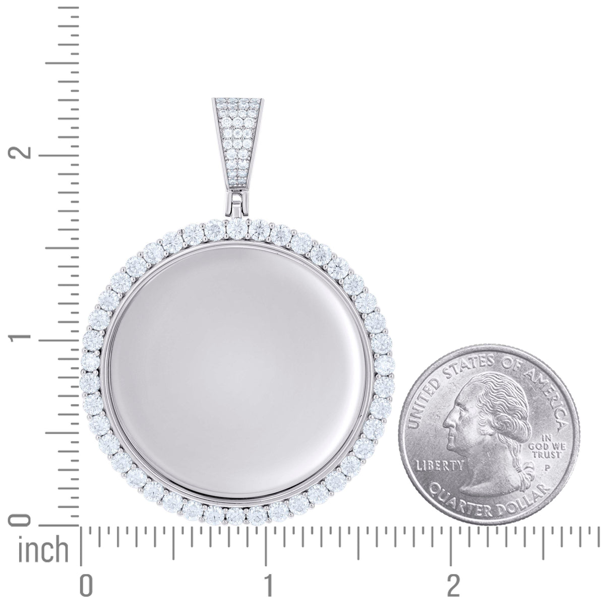 925 Sterling Silver Unisex Round 4.80ct Moissanite Memory Picture Frame Charm Pendant