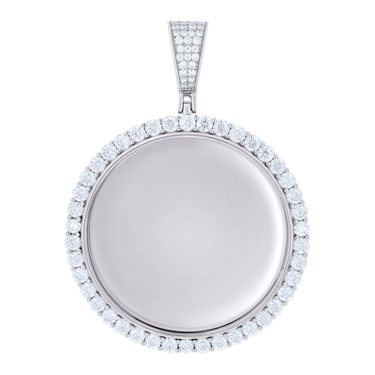 925 Sterling Silver Unisex Round 4.80ct Moissanite Memory Picture Frame Charm Pendant