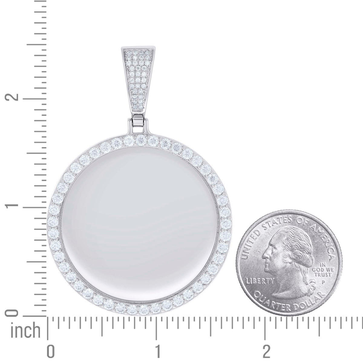 925 Sterling Silver Unisex Round 4.90ct Moissanite Memory Picture Frame Charm Pendant
