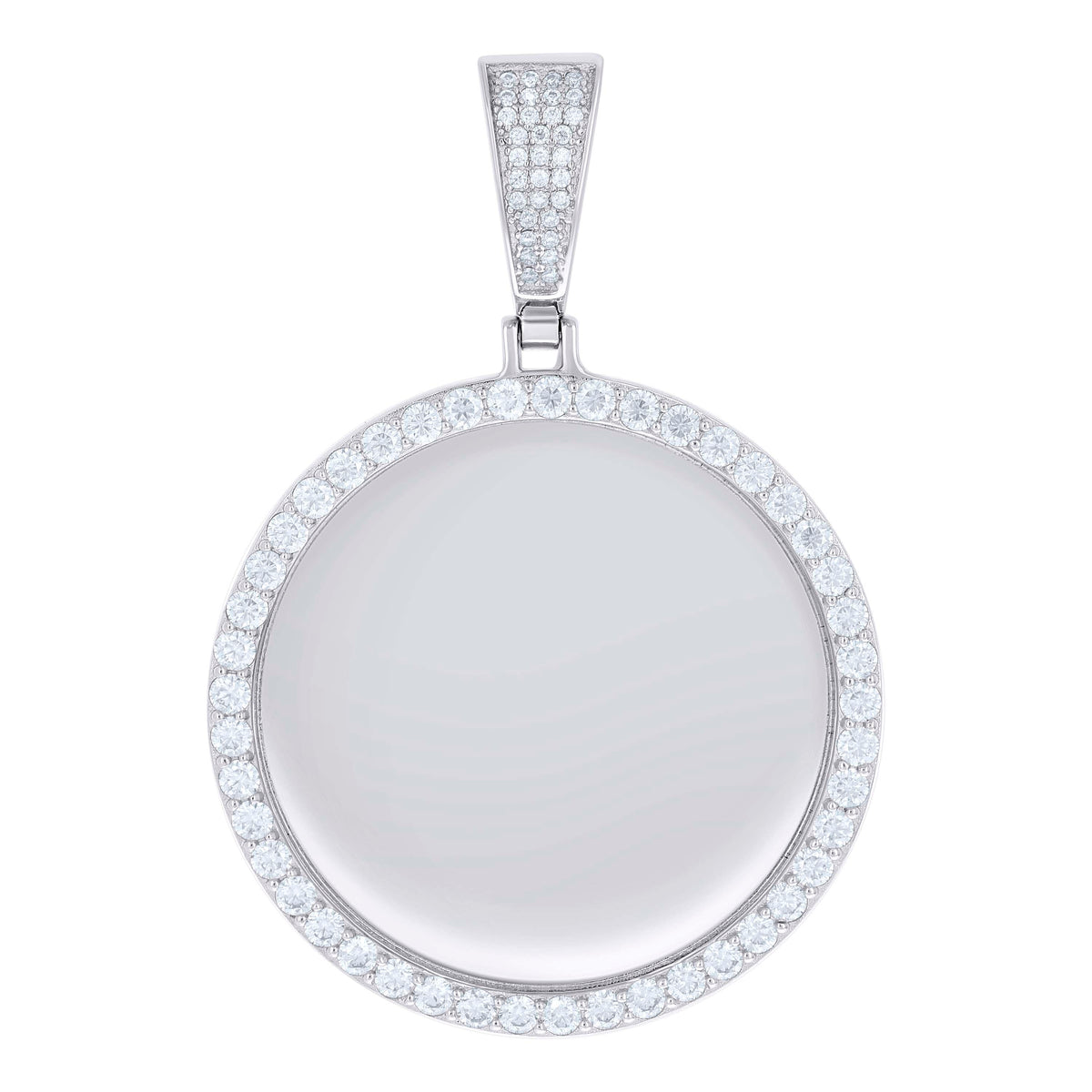 925 Sterling Silver Unisex Round 4.90ct Moissanite Memory Picture Frame Charm Pendant