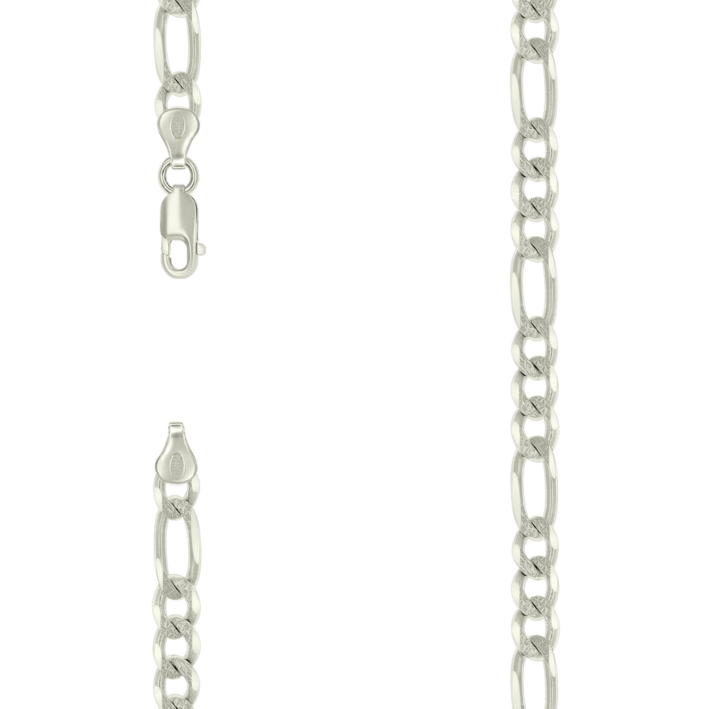 925 Silver Solid Pave Classic Figaro 7.0mm-22"