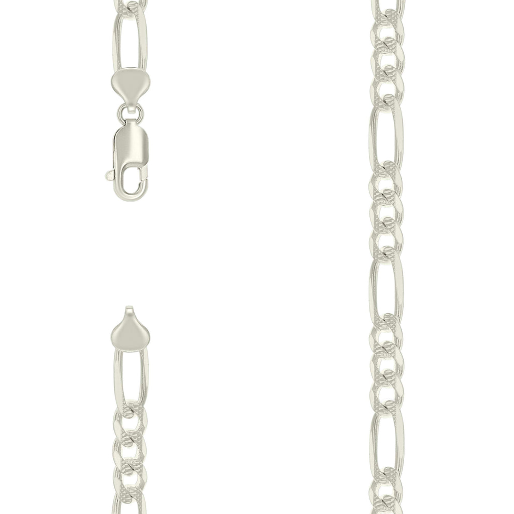 925 Silver Solid Pave Classic Figaro 8.0mm-24"
