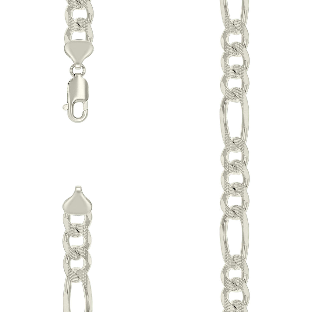 925 Silver Solid Pave Classic Figaro 9.5mm-20"