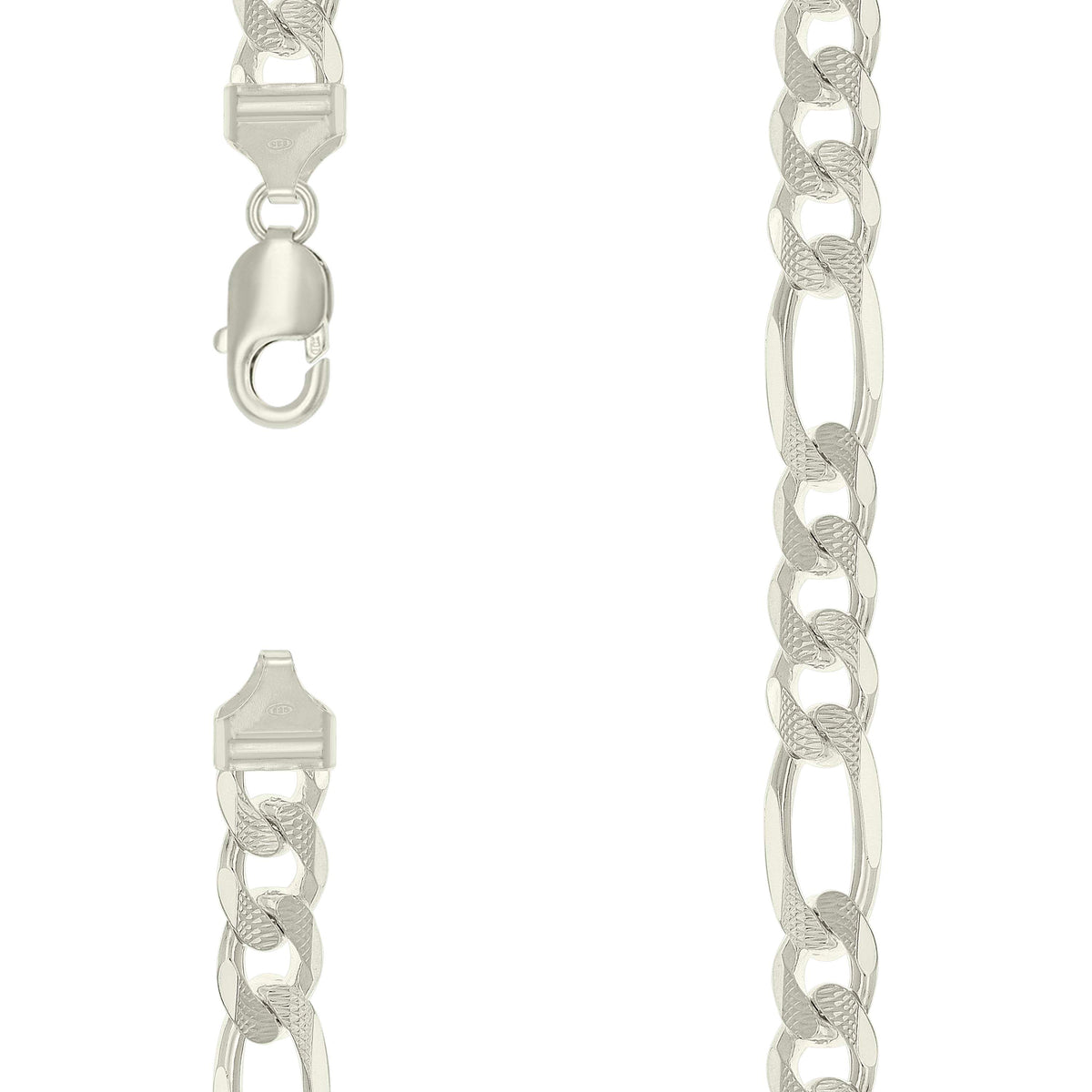 925 Silver Solid Pave Classic Figaro 11.0mm-18"