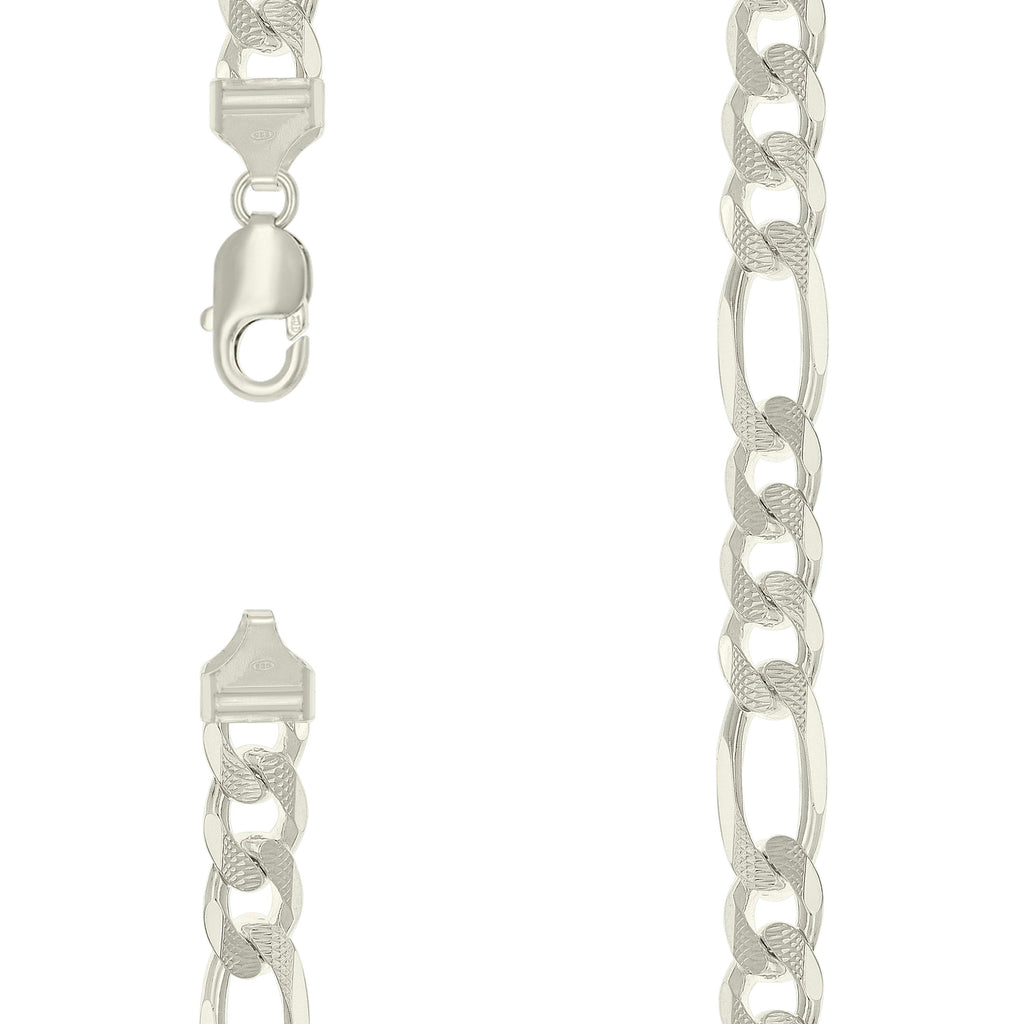 925 Silver Solid Pave Classic Figaro 11.0mm-26"