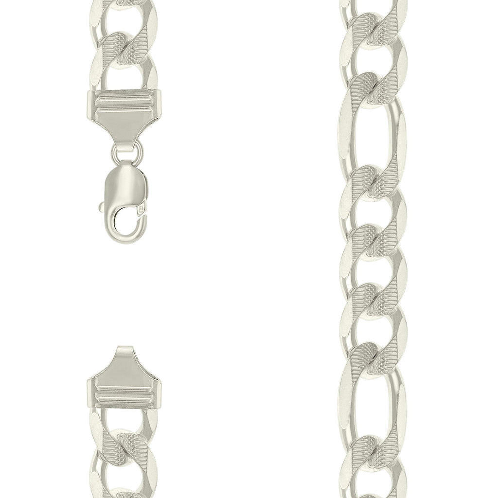 925 Silver Solid Pave Classic Figaro 14.0mm-22"