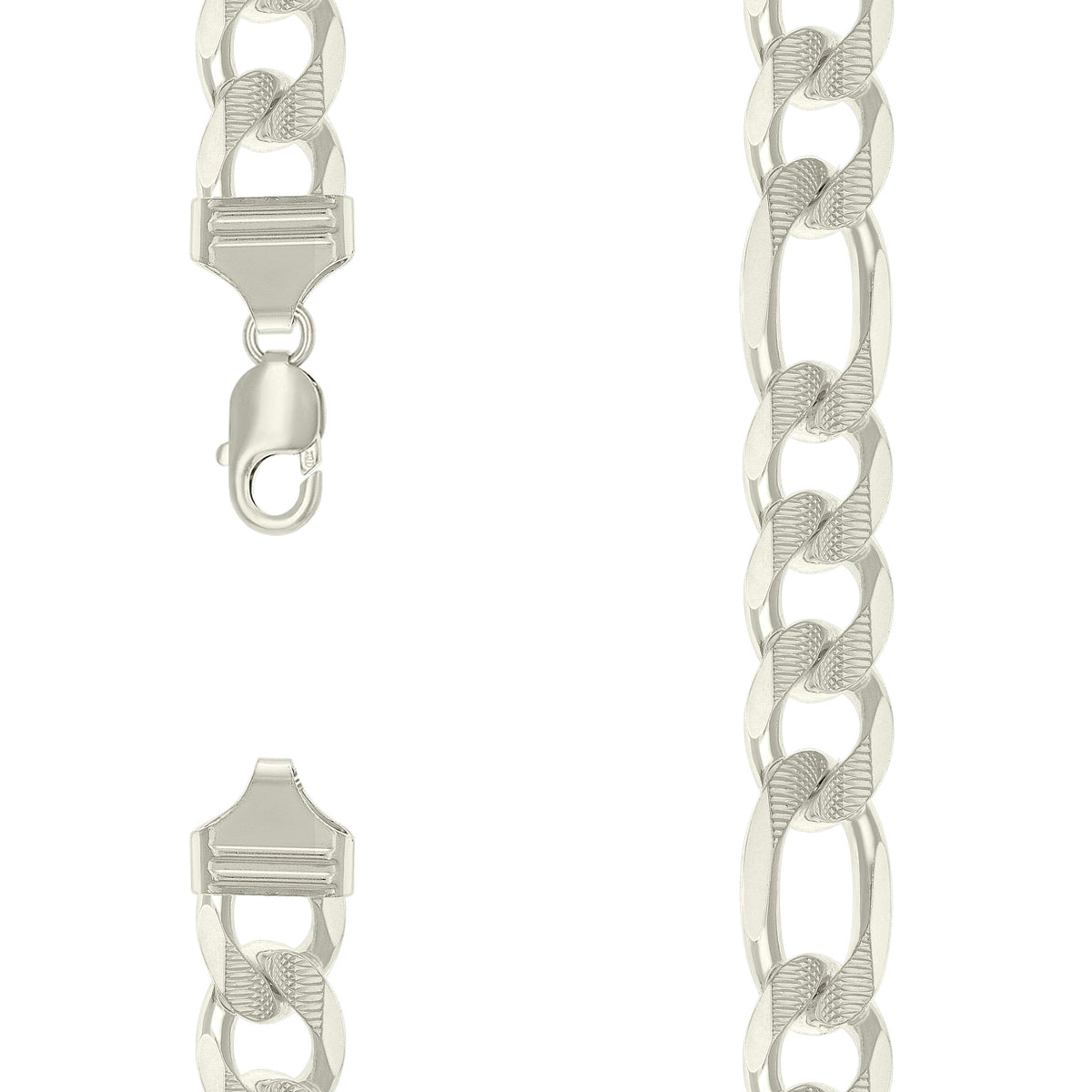 925 Silver Solid Pave Classic Figaro 14.0mm-22"