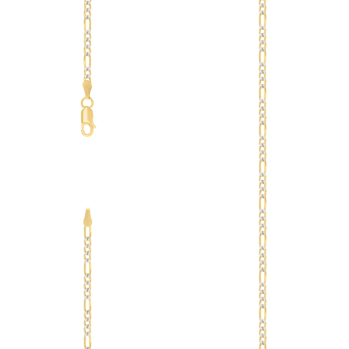 925 Silver Pave Super Flat Figaro Chain 2.6mm-22"