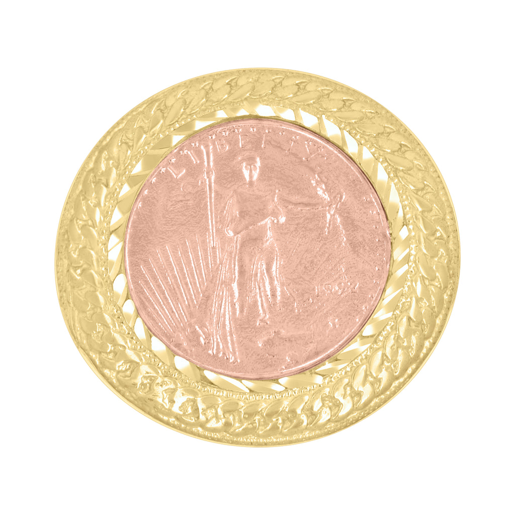 10K Two-tone Gold Mens Lady Liberty Symbol Ring