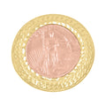 10K Two-tone Gold Mens Lady Liberty Symbol Ring