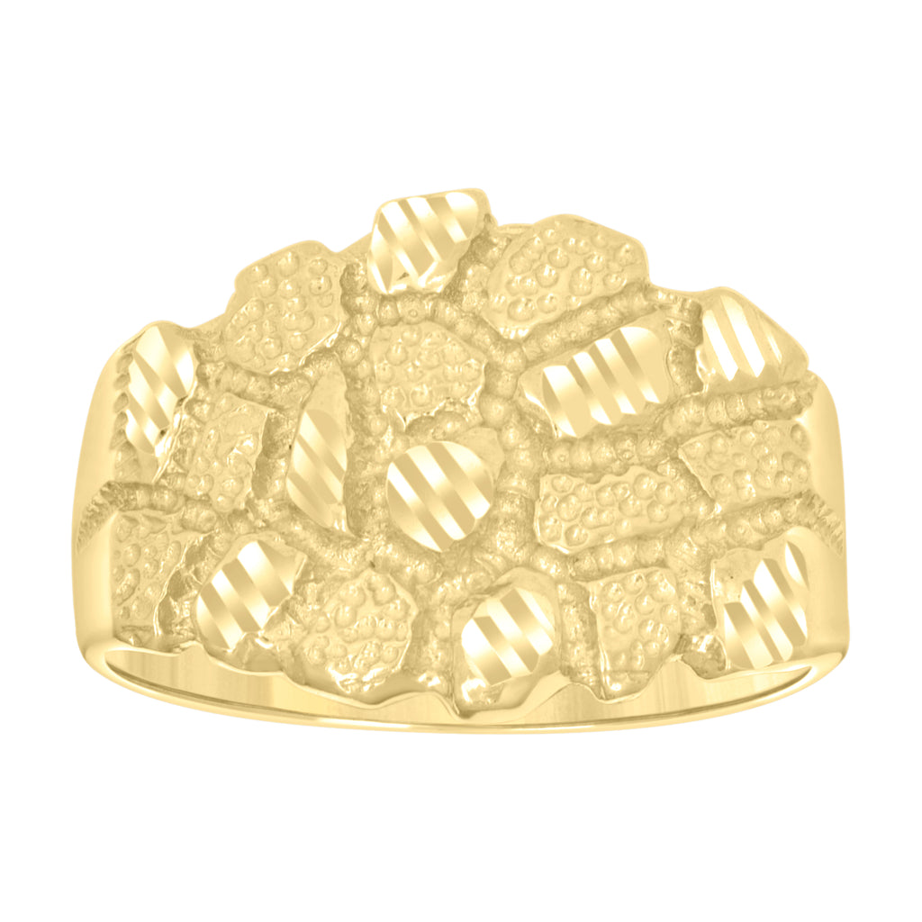 10K Yellow Gold Mens Nugget Fashion Ring