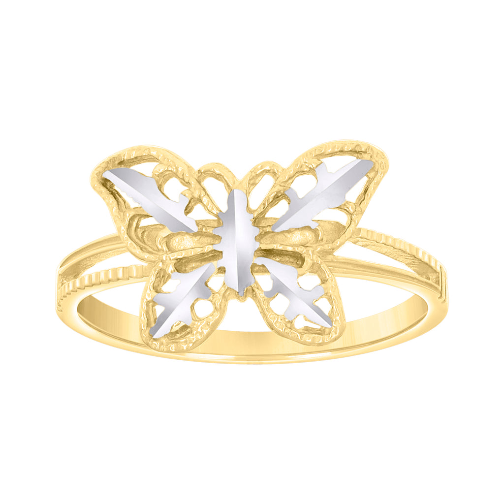 10K Two-tone Gold Womens Butterfly Fashion Ring