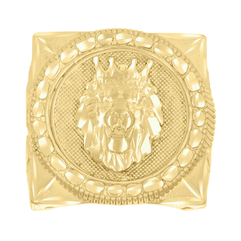 10K Yellow Gold Mens Leo/Lion Head Animal Wildlife Ring