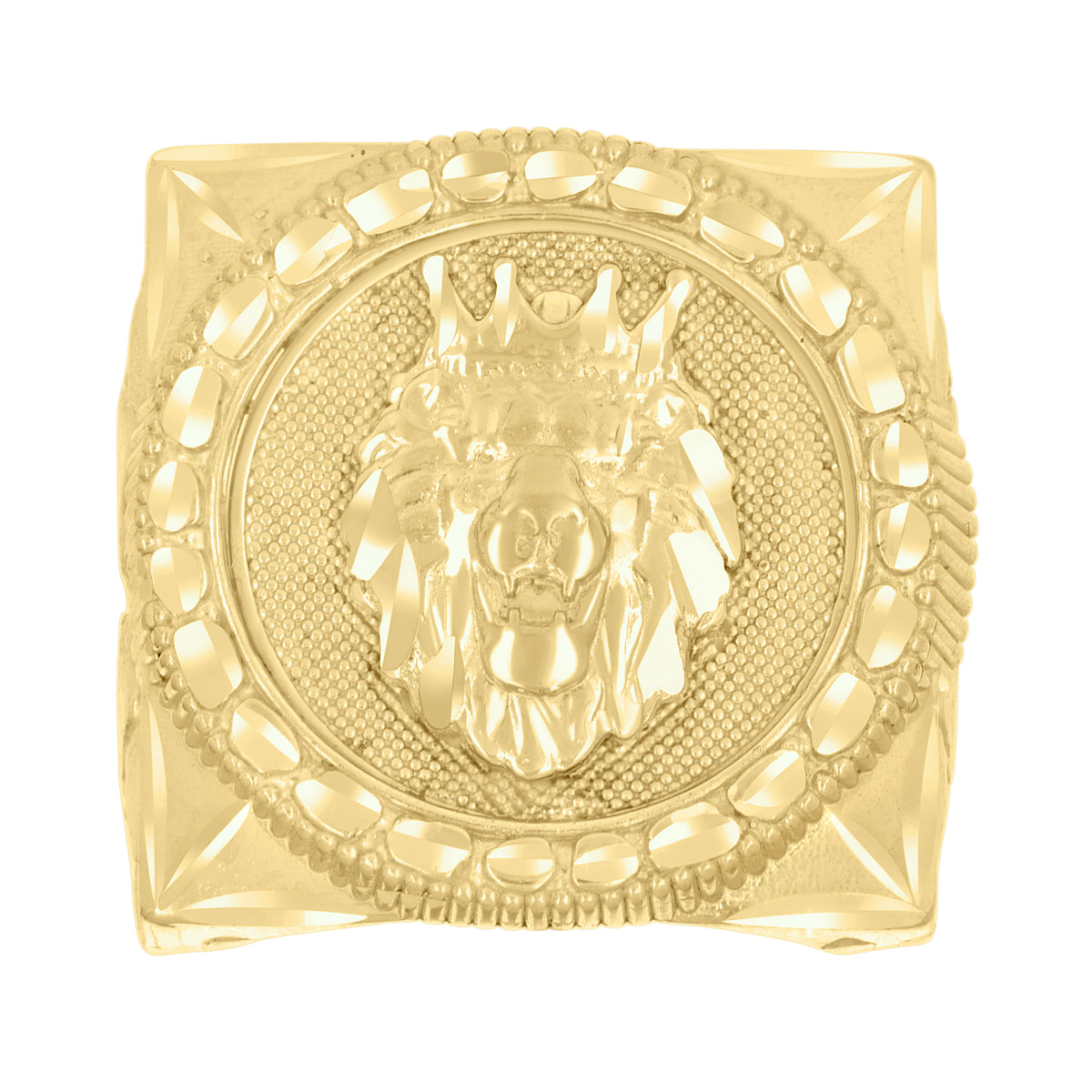 10K Yellow Gold Mens Leo/Lion Head Animal Wildlife Ring