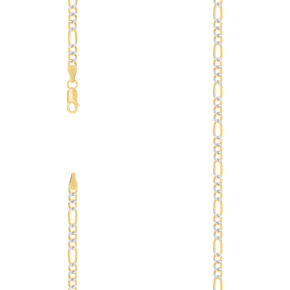 925 Silver Pave Super Flat Figaro Chain 3.6mm-22"