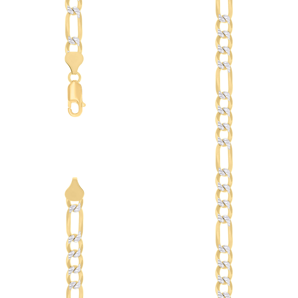 925 Silver Pave Super Flat Figaro Chain 6.7mm-20"
